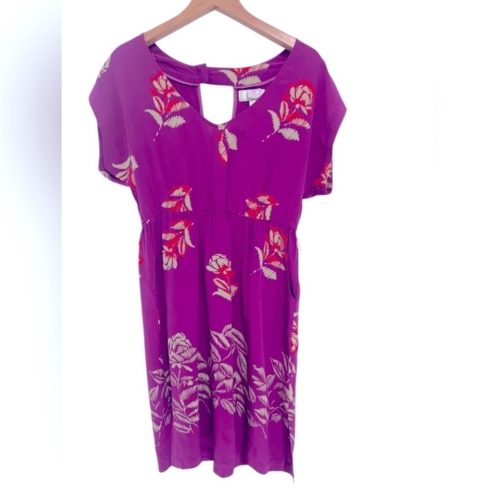 Anthropologie Moulinette Souers Pink Floral Silk Dress Pockets Size 4